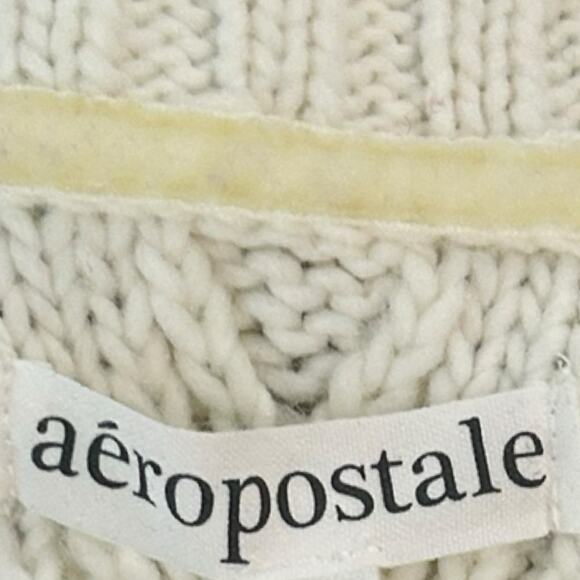 Aeropostale Cream Cable Knit Sweater Cream Chunky Knit Pullover | Small - - Picture 4 of 5